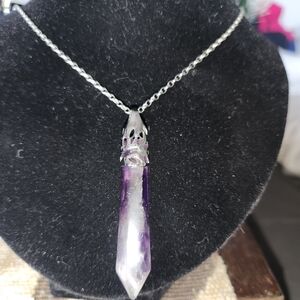 Women's 925 2-1/2" Amethyst Point on a 925 Cable Chain